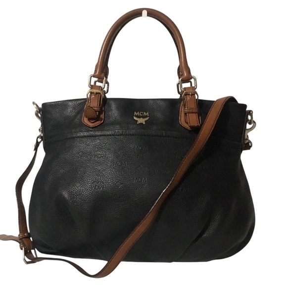 MCM Black Bag with Tan Handles - Picture 1 of 15